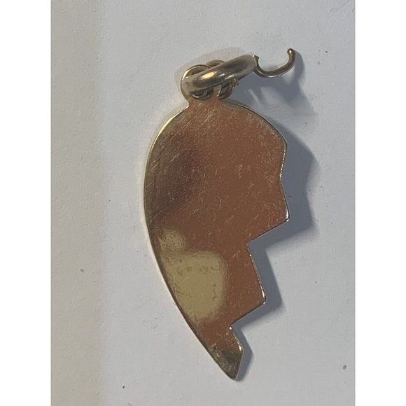 Gold Tone Flat Polished Girl Silhouette Dangle “Friend” Charm Pendant - Picture 4 of 4